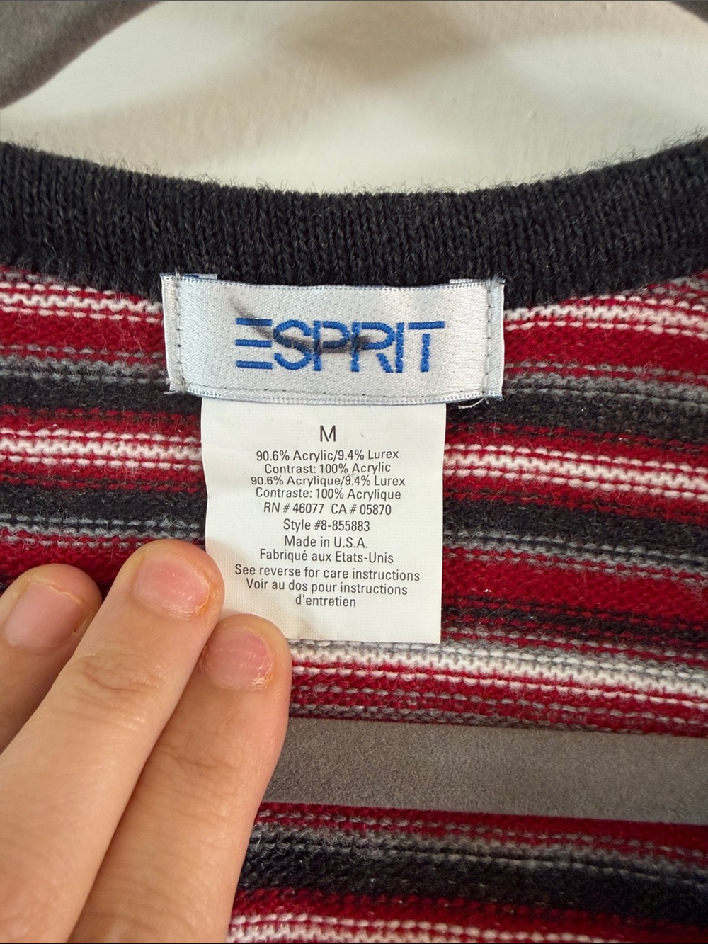Vintage 90s Esprit Striped V-Neck Button Cardigan Indie Knit Made in USA - Picture 3 of 3
